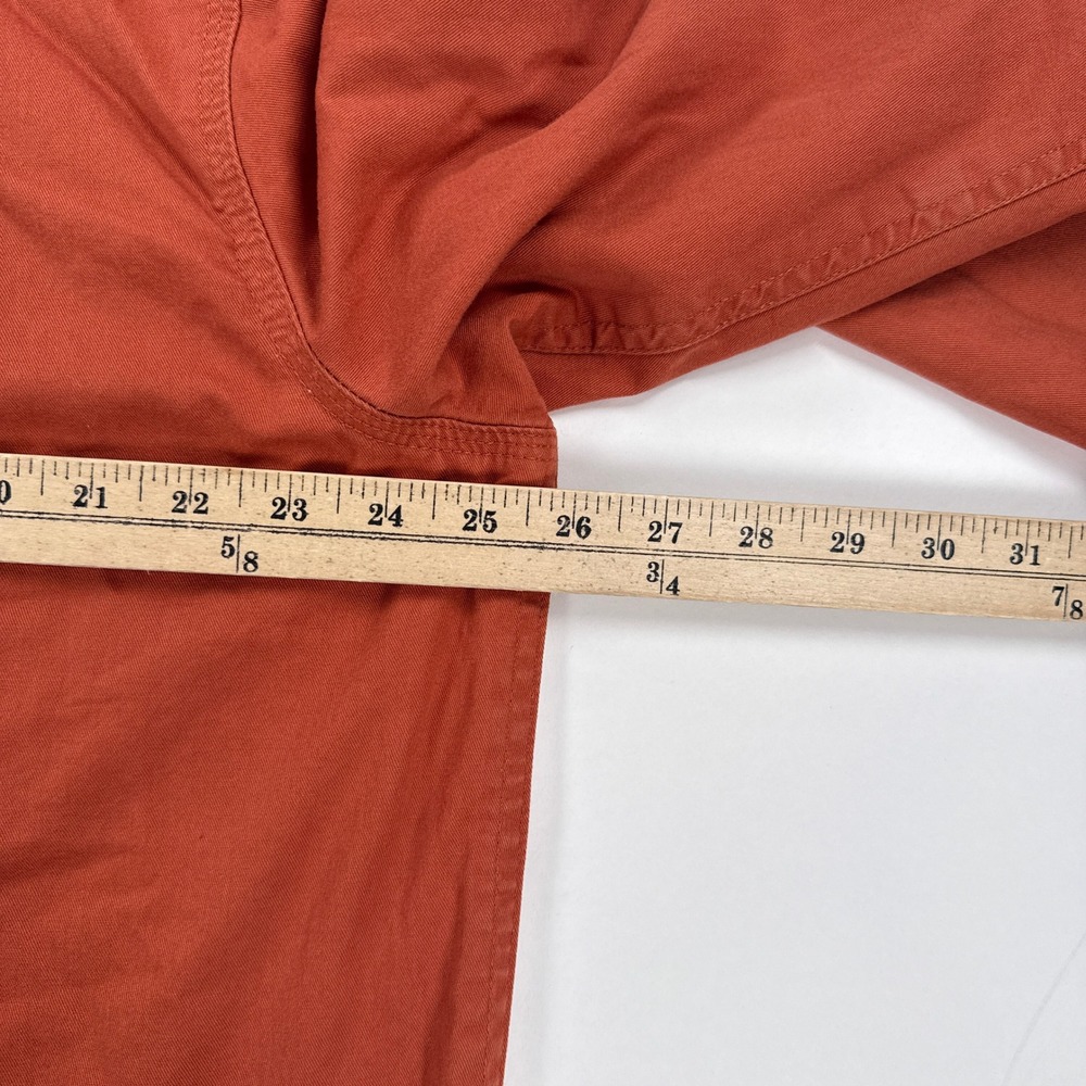 LL Bean Men Large Flannel Lined Hurricane Shirt Jacket Rust Orange Plaid Shacket - Picture 7 of 8